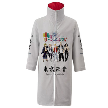 Anime Tokyo Revengers Sudadera Bata capa con cremallera Abrigo largo chaqueta con cuello alto Cosplay Disfraz Halloween hombre diario Traje